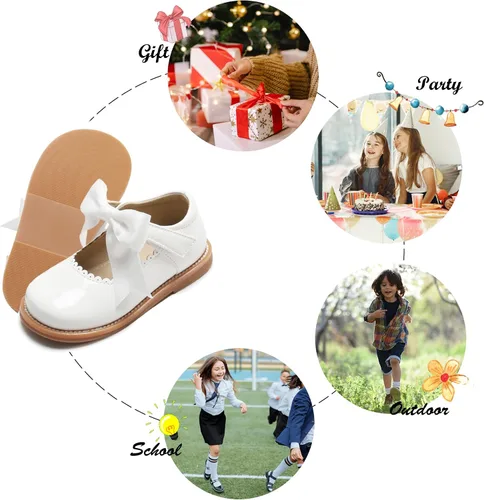 Miniatura 4 de Felix & Flora - Zapatos planos de vestir estilo Mary Jane para niña pequeña, zapatillas de ballet para niña, zapatos para fiestas y escuela