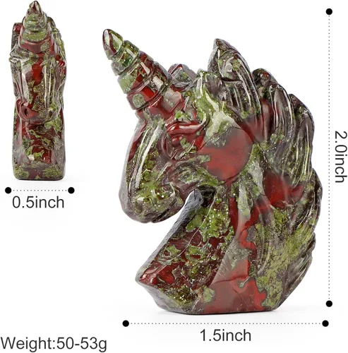 Miniatura 3 de Artistone Estatua de piedra preciosa de cristal de unicornio de 2 pulgadas, colección de esculturas tallada a mano con piedra curativa de Reiki