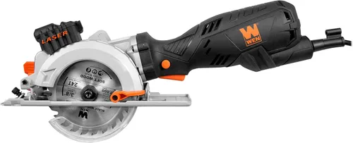 Miniatura 3 de WEN 3625 Sierra circular compacta biseladora de 5 amperios y 4-1/2 pulgadas con láser y estuche de transporte