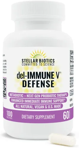 Del-Immune V® Defense by Stellar Biotics, Apoyo inmunológico totalmente natural y salud intestinal (+) Cuidado inmediato, Metabiótico: terapia