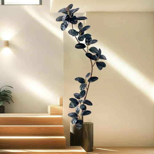Miniatura 13 de Bailikang Árbol de Goma Artificial de 1.4 metros Plantas de Imitación para Interiores Árboles Artificiales de Piso para Interiores, Plantas