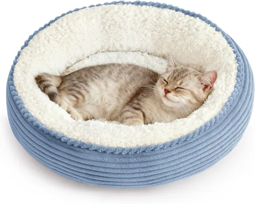 Miniatura 16 de Love's cabin Cama redonda acolchada para gatos y perros, cama para mascotas de 20 pulgadas para gatos o perros pequeños, parte inferior Violeta