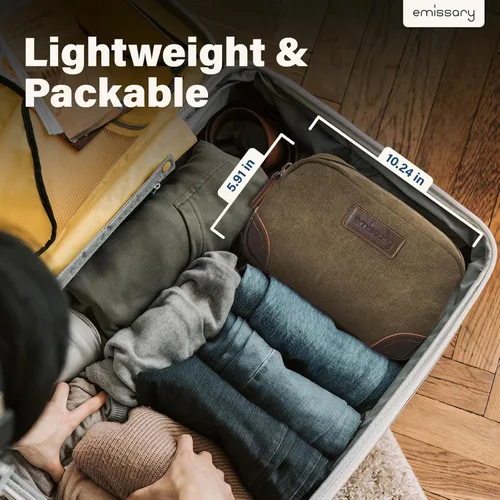 Miniatura 5 de emissary Bolsa de Aseo para Hombre de Cuero y Lona Bolsa de Aseo de Viaje Kit Dopp para Hombre Bolsa de Afeitar para Accesorios de Viaje, Marrón