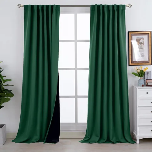 Miniatura 74 de BGment Cortinas 100% opacas beige de 63 pulgadas de largo con forro aislante térmico, bolsillo para varilla y lengüeta trasera de doble capa