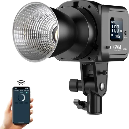 GVM - Luz de video de 80 W, iluminación continua para fotografía con soporte Bowens, 5600K, 44100Lux/1.6 ft luz de estudio con aplicación, CRI 97+ 8