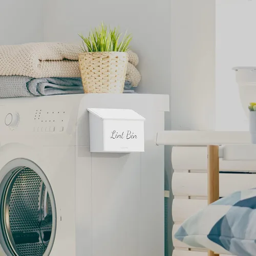 Miniatura 6 de Papelera metálica magnética con tapa para la decoración del cuarto de lavado con pequeño contenedor de pelusa Caja metálica Contenedores