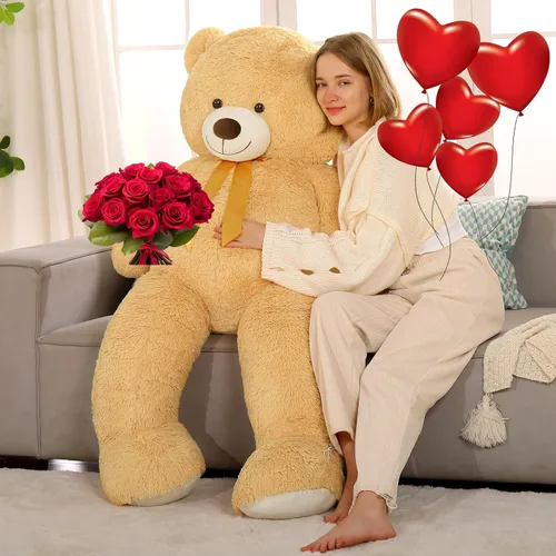 Miniatura 14 de Tezituor Oso de peluche grande de 59 pulgadas, animal de peluche negro gigante para baby shower, Navidad, día de San Valentín o cumpleaños, oso