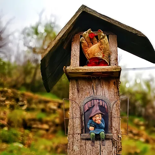 Miniatura 7 de Abrazador de árbol de elfo de 7.1 pulgadas, estatua de gnomo de jardín de hadas, figura de gnomo de resina colgante, escultura de árbol caprichosa