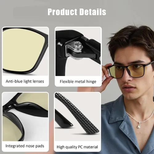 Miniatura 5 de YDAOWKN Blue Light Blocking Glasses Men Computer Gaming Glasses Lightweight Anti Eyestrain Eye Protection