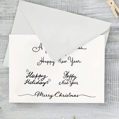 Miniatura 4 de Sellos transparentes con palabras de Feliz Navidad para hacer tarjetas y llevar diario, sellos de goma con palabras de Feliz Año Nuevo, sellos