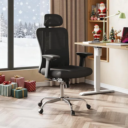 Miniatura 2 de DEVAISE - Silla ergonómica de malla para oficina con reposacabezas 3D ajustable y función de inclinación, silla grande y alta reclinable y cómoda