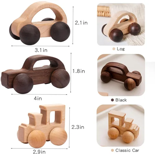 Miniatura 6 de 3 juguetes de madera para bebés, juguetes Montessori para bebés de 0 a 6 a 12 meses, juguetes de agarre para bebés, juguetes de empuje para regalo