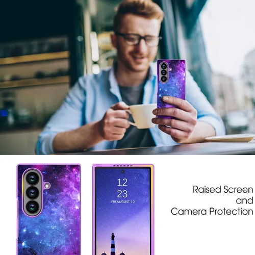 Miniatura 4 de GUAGUA Funda para Samsung Galaxy Z Fold 7, brilla en la oscuridad, linda nebulosa espacial noctilucente, luminosa, delgada, protectora a prueba