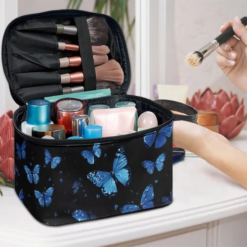 Miniatura 5 de doginthehole Bolsa de maquillaje, bolsa de cosméticos de viaje, bolsa de aseo portátil grande, organizador de accesorios para mujeres y niñas