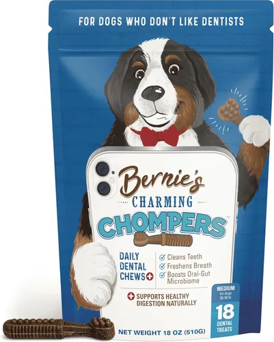 Miniatura 12 de Bernie's Charming Chompers - Masticables dentales diarios para perros de 50 a 100 libras. - 12 unidades - Limpia los dientes, refresca el aliento +