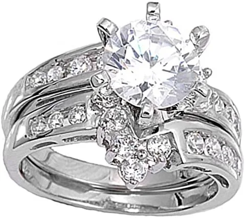 Miniatura 3 de Anillo de compromiso personalizado de plata de ley, anillo de boda, conjunto nupcial, tamaños 4-12