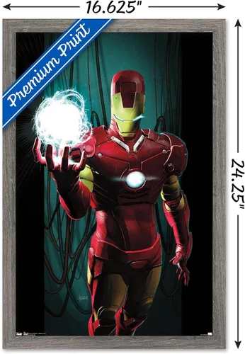 Miniatura 3 de Trends International Marvel Comics - Iron Man - Póster de pared energético, 14.725 x 22.375 pulgadas, versión enmarcada en madera de granero