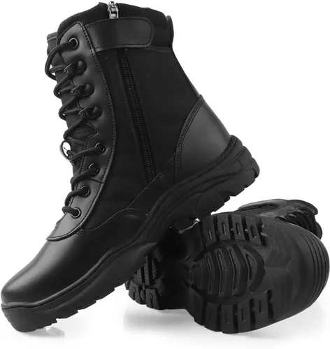 Miniatura 8 de QUNLON Botas militares tácticas para hombre, con cremallera lateral, ligeras, 8 pulgadas, botas de motocicleta de combate militar para trabajo
