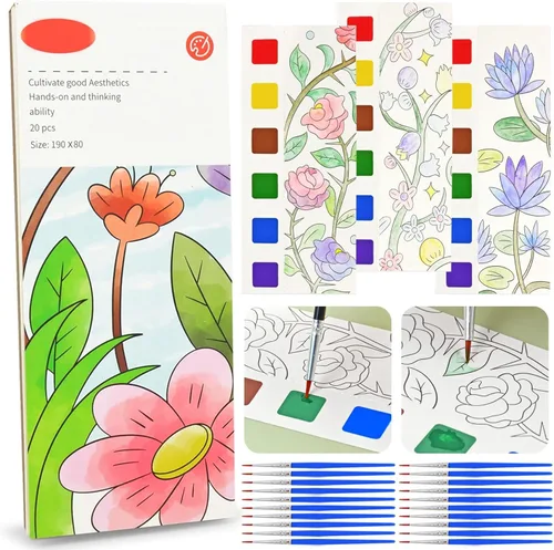 Vileafy Libro de pintura de acuarela de flores de primavera para adultos y niños, pintura sin desorden con actividad artística acuática, diversión