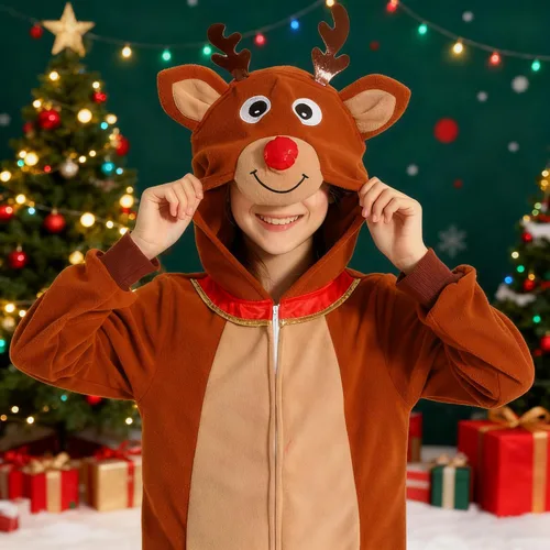 Miniatura 25 de Wizland Disfraz de animal para niños, leopardo, vaca, mono, reno, gato negro, dálmata, muñeco de nieve, mono de Papá Noel