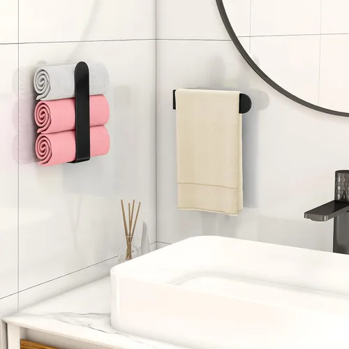Miniatura 6 de Toallero de mano, toallero autoadhesivo para montaje en pared de baño, barra de toalla de mano cuadrada de 8 pulgadas para armario de cocina, RV