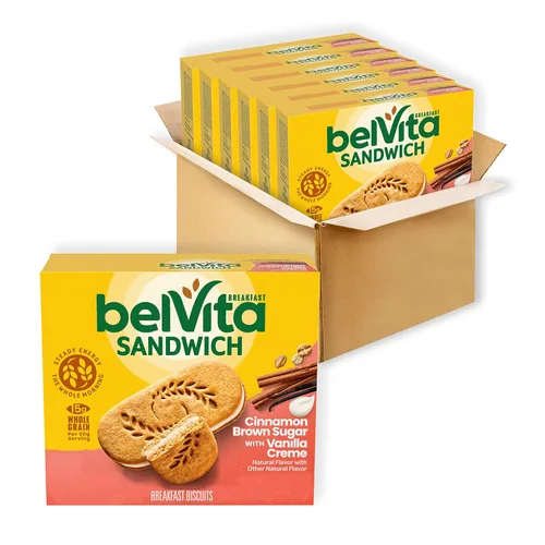Belvita - Sandwiches de galletas para desayuno, con canela y sabor a crema de vainilla, vainilla, canela, 30 unidades
