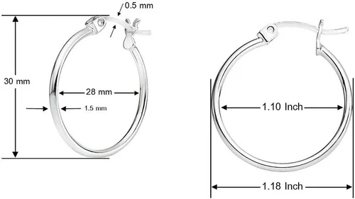 Miniatura 5 de SOLIDSILVER - Pendientes de aro de plata de ley de 0.059in de grosor, con diseño de clic, de 0.394in a 1.969in.