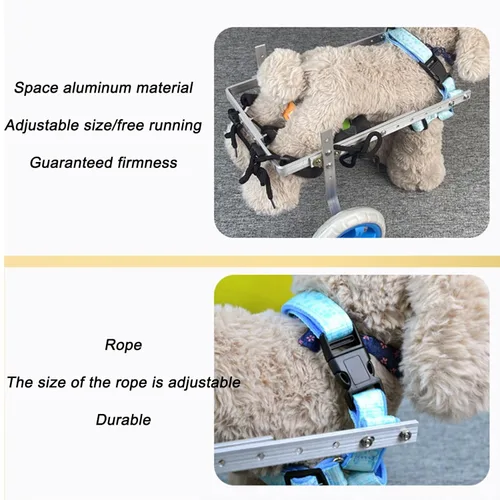 Miniatura 4 de Silla de ruedas ajustable para perro, silla de ruedas para mascotas de 2 ruedas, silla de ruedas ligera para perros y patas traseras, carrito