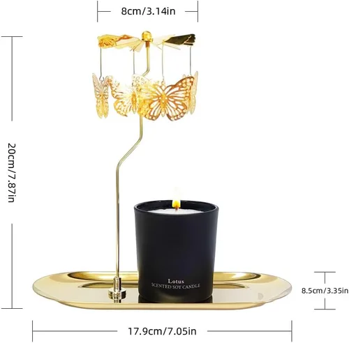 Miniatura 3 de Regalo de cumpleaños para mujeres, regalo único de vela de mariposa para madres, hermanas y mejores amigas, velas aromáticas giratorias con plato