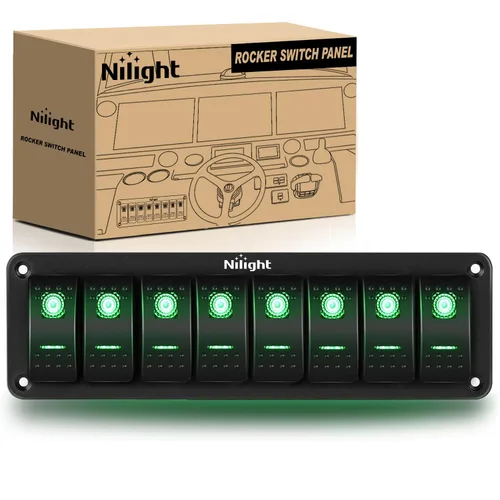 Miniatura 15 de Nilight Panel de interruptor basculante de 2 posiciones, 12V 24V DC, interruptores rojos, aluminio, 5 pines, ON OFF, precableado, impermeable