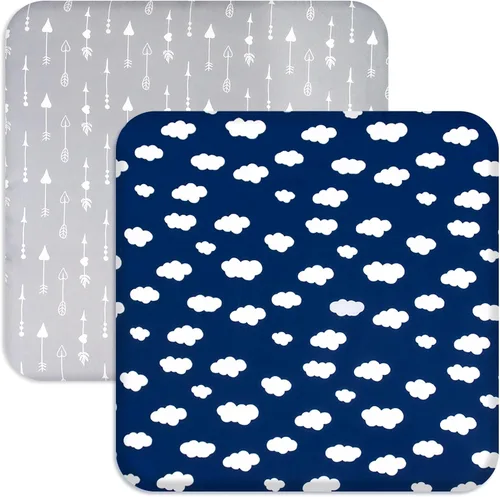 Sábanas bajeras cuadradas para corralito de juegos, perfectas para New Room2/TotBloc portátil, paquete de 2, microfibra ultrasuave, sábana bajera
