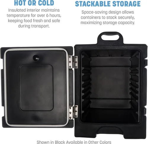 Miniatura 3 de Carlisle FoodService Products Transportador de Bandejas de Alimentos Aislado y Calentador, Carga Frontal con Asas, Capacidad para 5 Bandejas Negro