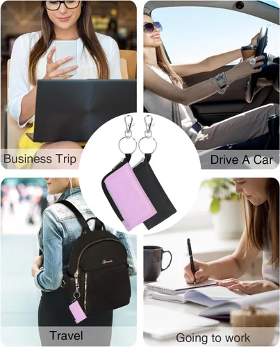 Miniatura 7 de Meiiy Funda para llavero de automóvil, llavero de automóvil, funda para llave de automóvil, bolsa pequeña con cremallera con llavero