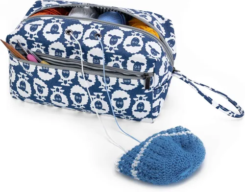 Miniatura 10 de Luxja Bolsa de almacenamiento de hilo pequeña, bolsa de punto portátil para madejas de hilo, ganchos de ganchillo, agujas de tejer