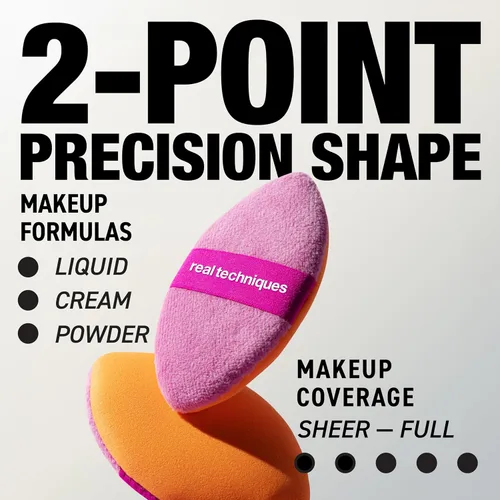 Miniatura 2 de Real Techniques Miracle 2 en 1 Borla de Polvo, de Doble Cara, Borla de Maquillaje de Tamaño Completo para Mezclar, Banda Elástica Reversible