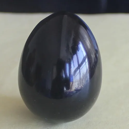 Miniatura 3 de Huevo de cristal de cuarzo mezclado de 1.575x1.181 in con soporte de madera, decoración del hogar, piedra de chakra, curación de reiki, Obsidiana