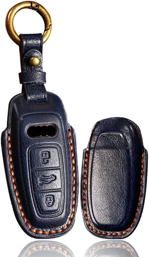 Miniatura 17 de ontto Funda de cuero para llave de entrada sin llave con protección completa, compatible con Audi A4 Q7 Q5 TT A3 A6 negro (tipo A)
