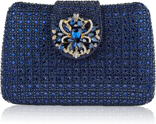 Bolso de noche único con diamantes de imitación brillantes para mujer, bolso de embrague floral Sparkly, Rhinestone, Unique, Floral