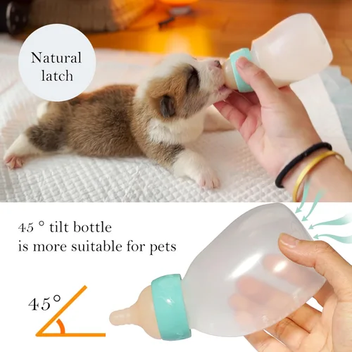 Miniatura 3 de Doggiema Botella de alimentación para cachorros, pezón de alimentación de silicona y jeringas para todas las razas de cachorros y otros animales