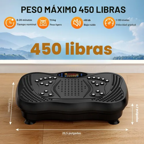 Miniatura 7 de Vibration Plate Exercise Machine, 130 Levels Full Body Workout Vibrating Plate for Lymphatic Drainage Weight Loss, 450 Lbs Capacity Shake Platform