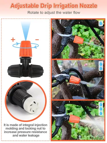Miniatura 3 de Kalolary - 30 boquillas atomizadoras ajustables de tres vías de 1/4 pulgadas, goteros de riego con micro pulverizador de bloqueo de emisores