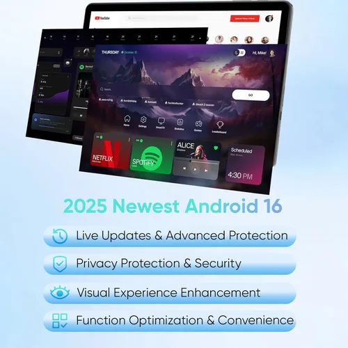 Miniatura 4 de TUOHAITIME Tablet Android 16 actualizada 2026, tabletas Android de 11 pulgadas, 28 GB+128 GB+1 TB expandir, compatible con desbloqueo facial+carga