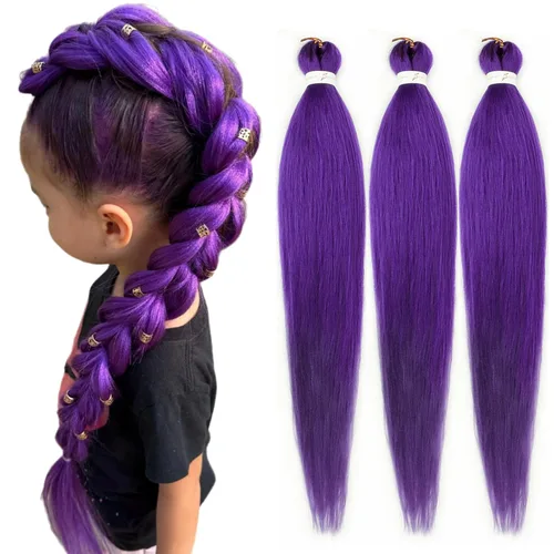 Miniatura 33 de Cabello trenzado marrón preestirado de 30 pulgadas, 3 paquetes de cabello trenzado preestirado de color 30 EZ, textura Yaki, extensiones de cabello