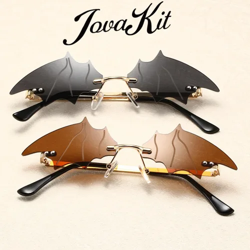 Miniatura 5 de JOVAKIT Lentes de sol con forma de murciélago para niñas y niños de 4 a 16 años, vintage, sin marco, retro, para fiesta de rave, gafas de Halloween