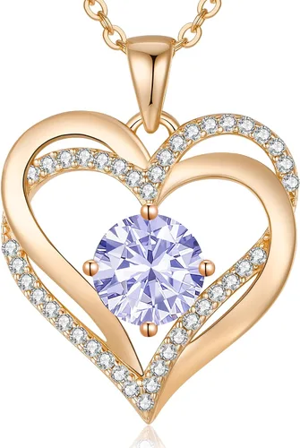 Miniatura 61 de LOUISA SECRET Love Heart Birthstone Necklaces for Women, Birthday Gift for Women, Anniversary Jewelry for Wife Her, 925 Sterling Silver Pendant