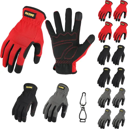 Miniatura 12 de DULFINE Guantes de trabajo para mujer, ajuste flexible y transpirable con nudillos y palma acolchados, compatibles con pantalla táctil, ideales