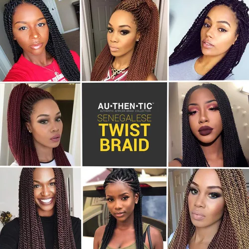 Miniatura 6 de AU-THEN-TIC Cabello senegalés con trenzas de ganchillo de 22 pulgadas, paquete de 2 paquetes de 40 mechones por paquete, extensiones de cabello