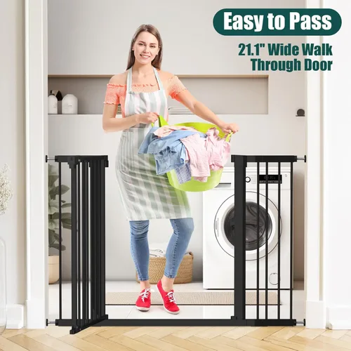 Miniatura 5 de keny Puerta de bebé de 29.7 a 46 pulgadas para escaleras, puertas de perro con cierre automático para puertas, montada a presión, sin perforación