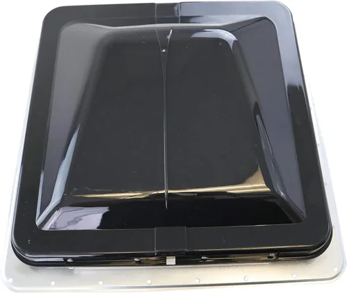 Miniatura 2 de Ventilador de techo RV de 14 pulgadas con tapa estilo cuña ahumada, anillo de adorno de 1 pulgada, masilla y tornillos 74112A-PS