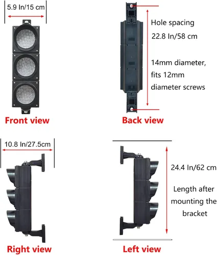 Miniatura 8 de Kit de lámparas de señalización de tráfico/parada/marcha de 100mm (4 pulgadas) AC85-265V, carcasa de PC impermeable IP65 (control remoto 103